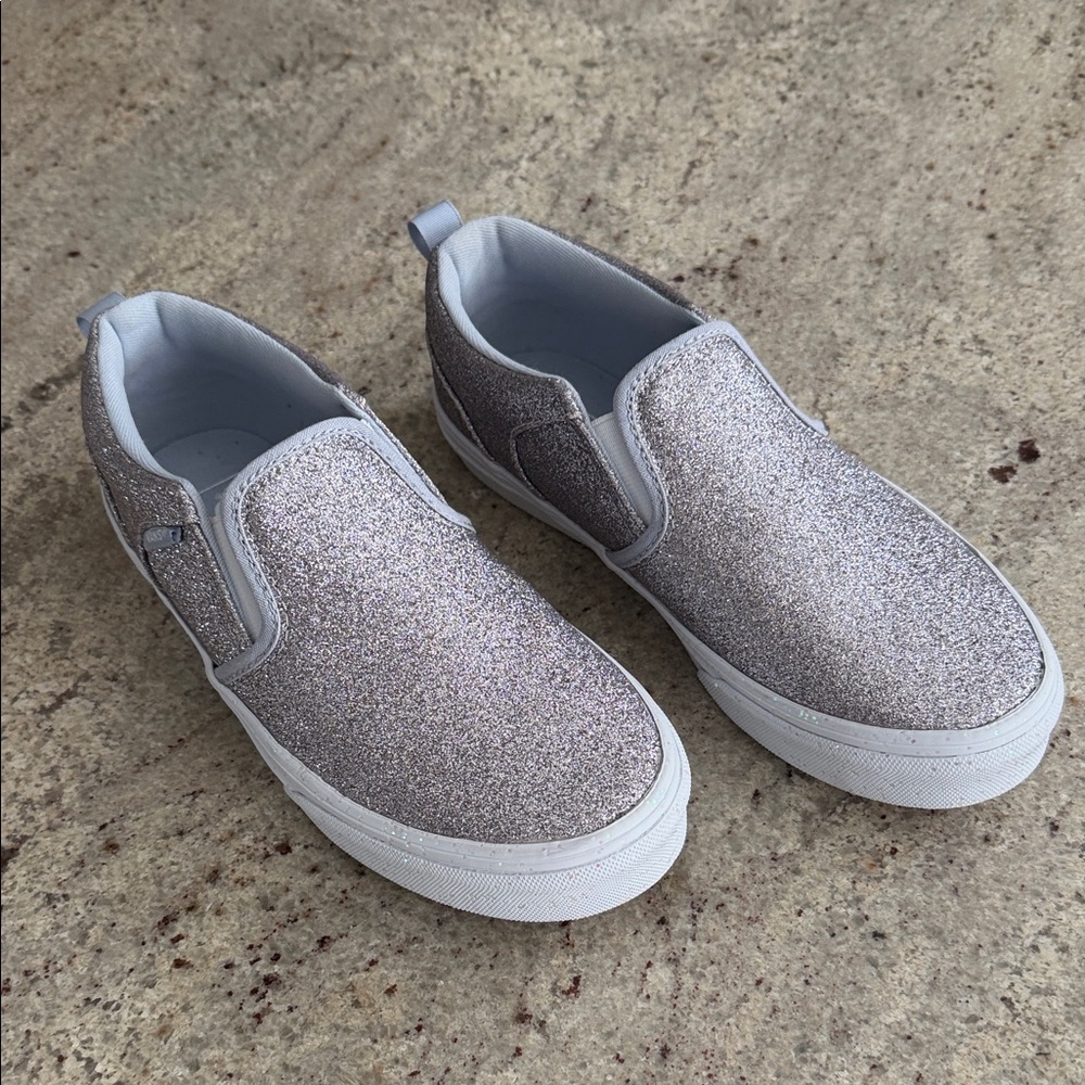 Vans Glittery Silver Kids Sneakers